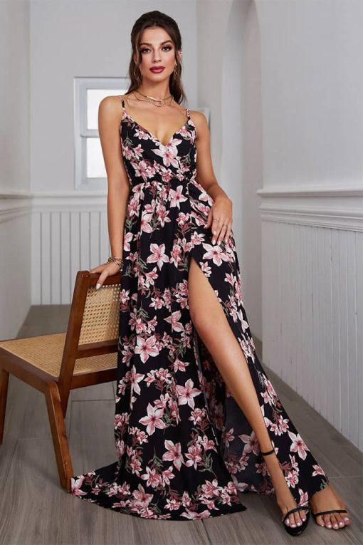 Robe Bohème Fleurie Et Fendue