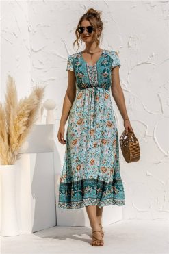 Robe Bohème Chic Vert Bohème