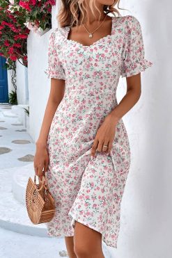 Robe Bohème Midi À Manches Courtes