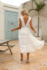 Robe Cocktail Blanche Longue Bohème Bohème