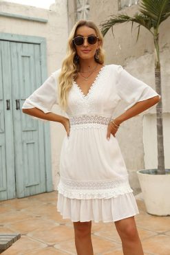 Robe Coupe Droite Dentelle Femme Bohème