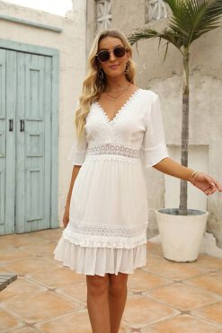 Robe Coupe Droite Dentelle Femme Bohème