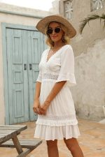 Robe Coupe Droite Dentelle Femme Bohème