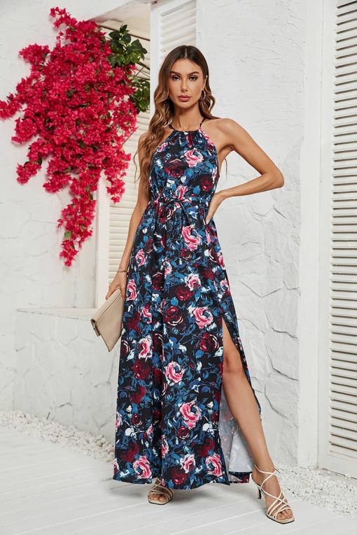Robe Longue Bohème Encolure Americaine