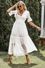 Robe Manche Dentelle Blanc Bohème