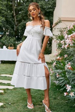 Robe Mi-Longue Blanche Bohème