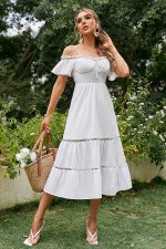 Robe Mi-Longue Blanche Bohème